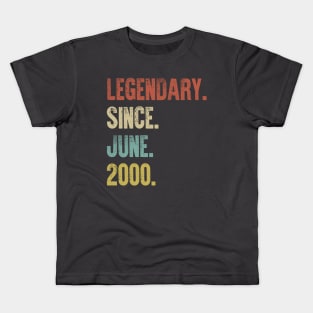 Retro Vintage 20th Birthday Legendary Since June 2000 Kids T-Shirt